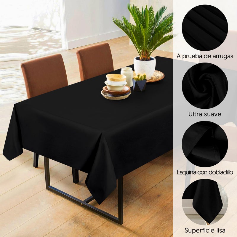 Utopia Kitchen Rectangle Table Cloth 2 Pack [60x84 Inches, Black] Tablecloth Machine Washable Fabric Polyester Table Cover for Dining, Buffet Parties, Picnic, Events, Weddings and Restaurants - Image 3